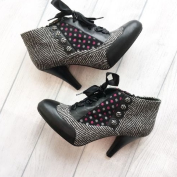 Poetic License Shoes - Poetic License Betseys Buttons Oxford Bootie Heels